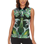 New Zealand Mere Pounamu Weapon Women Sleeveless Polo Shirt Aotearoa Mango Paua Shell Maori Pattern