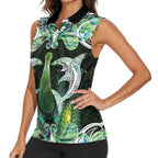 New Zealand Mere Pounamu Weapon Women Sleeveless Polo Shirt Aotearoa Mango Paua Shell Maori Pattern