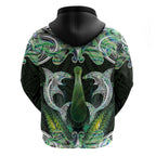 New Zealand Mere Pounamu Weapon Zip Hoodie Aotearoa Mango Paua Shell Maori Pattern
