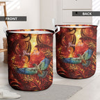 New Zealand Kea Bird Matariki Personalised Laundry Basket Silver Fern Maori Pattern