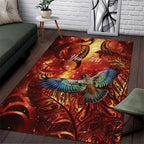 New Zealand Kea Bird Matariki Personalised Area Rug Silver Fern Maori Pattern