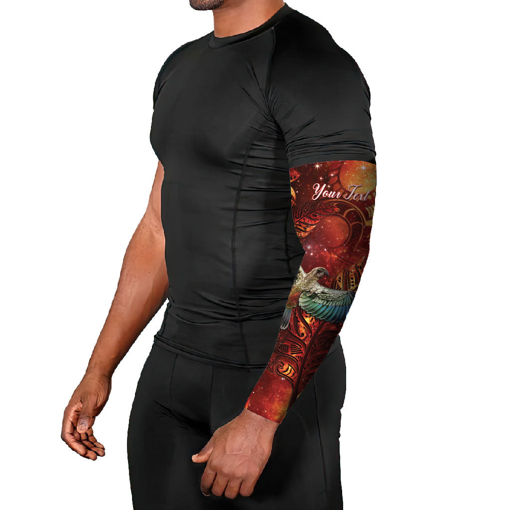 New Zealand Kea Bird Matariki Personalised Arm Sleeves Silver Fern Maori Pattern