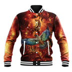New Zealand Kea Bird Matariki Personalised Baseball Jacket Silver Fern Maori Pattern