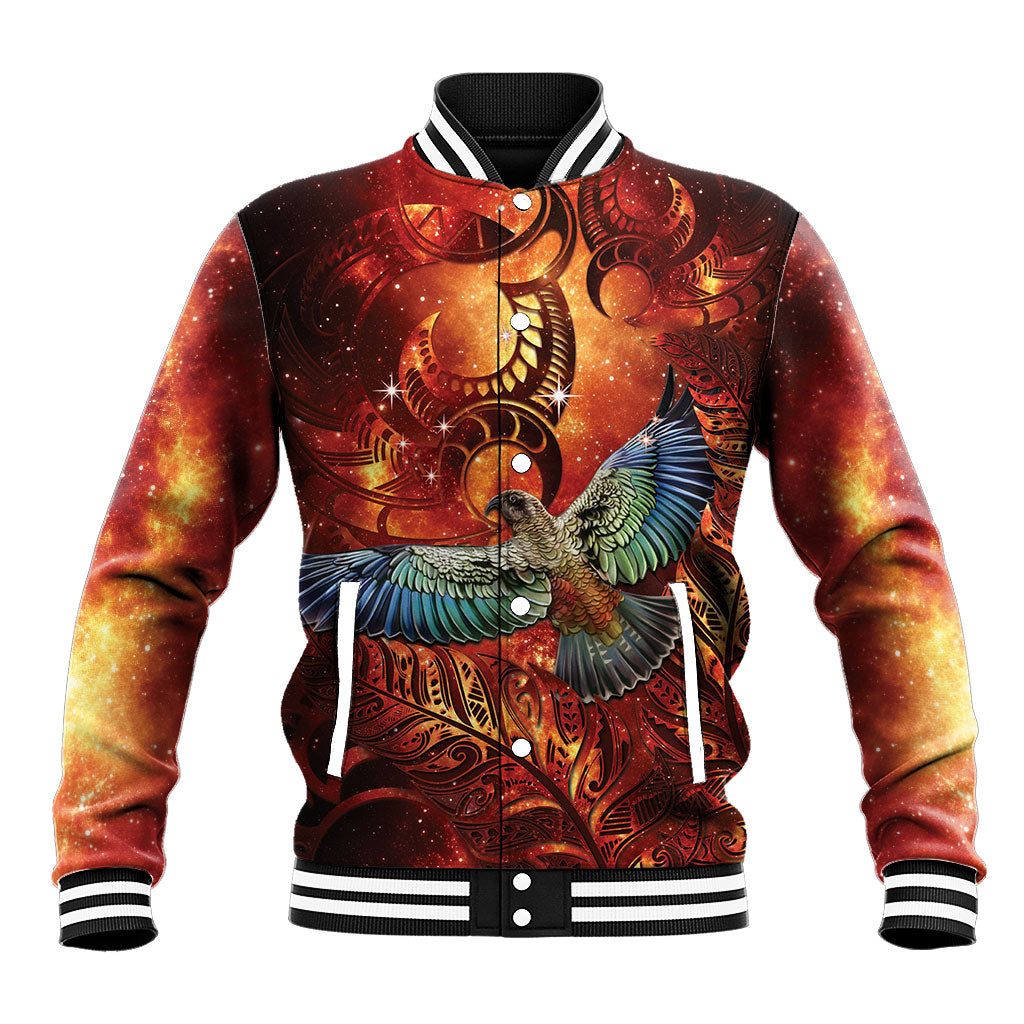 New Zealand Kea Bird Matariki Personalised Baseball Jacket Silver Fern Maori Pattern