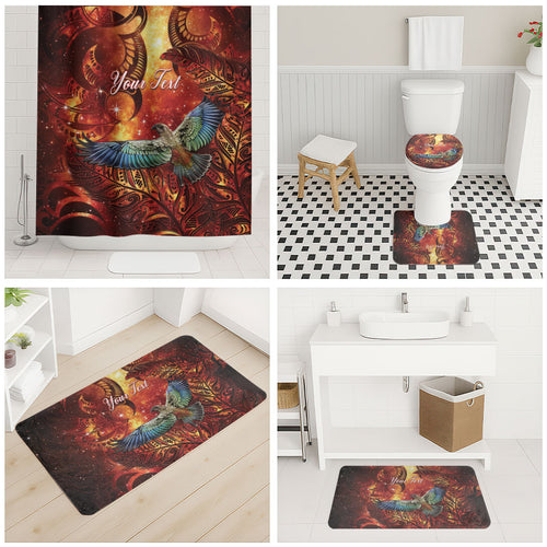 New Zealand Kea Bird Matariki Personalised Bathroom Set Silver Fern Maori Pattern