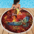 New Zealand Kea Bird Matariki Personalised Beach Blanket Silver Fern Maori Pattern