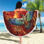 New Zealand Kea Bird Matariki Personalised Beach Blanket Silver Fern Maori Pattern