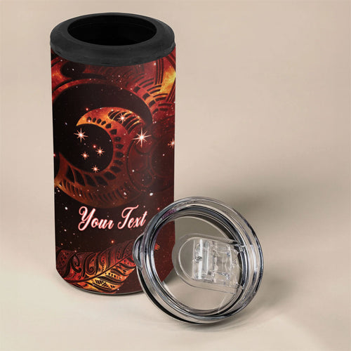 New Zealand Kea Bird Matariki Personalised 4 in 1 Can Cooler Tumbler Silver Fern Maori Pattern