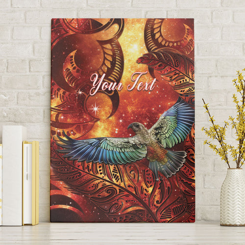 New Zealand Kea Bird Matariki Personalised Canvas Wall Art Silver Fern Maori Pattern