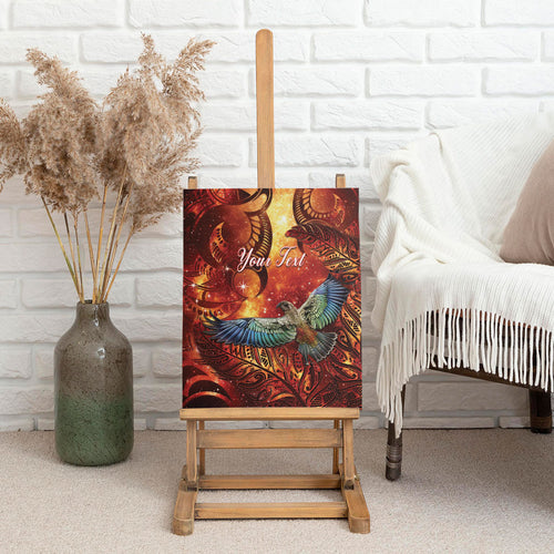 New Zealand Kea Bird Matariki Personalised Canvas Wall Art Silver Fern Maori Pattern