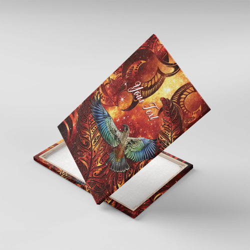 New Zealand Kea Bird Matariki Personalised Canvas Wall Art Silver Fern Maori Pattern