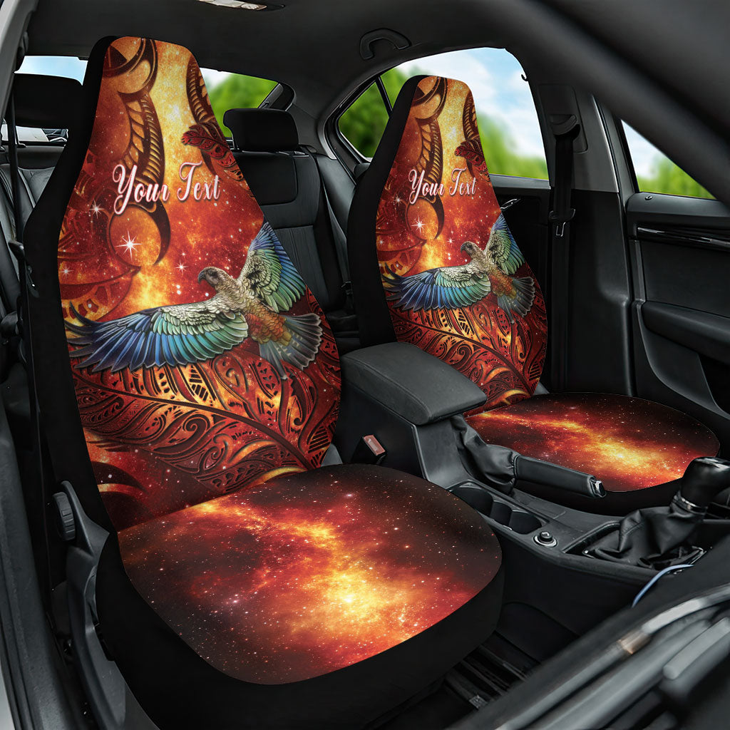 New Zealand Kea Bird Matariki Personalised Car Seat Cover Silver Fern Maori Pattern