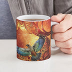 New Zealand Kea Bird Matariki Personalised Ceramic Mug Silver Fern Maori Pattern