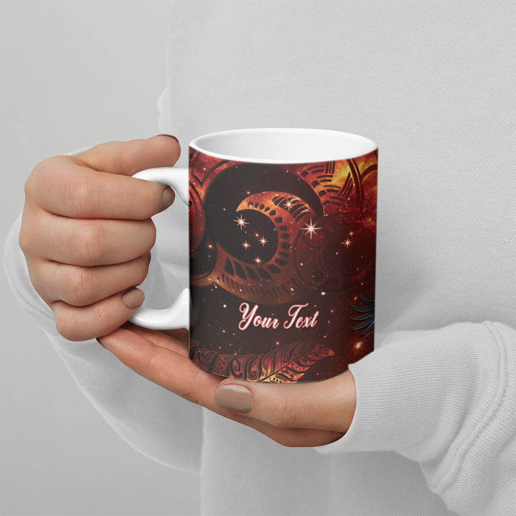 New Zealand Kea Bird Matariki Personalised Ceramic Mug Silver Fern Maori Pattern