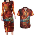New Zealand Kea Bird Matariki Personalised Couples Matching Long Sleeve Bodycon Dress and Hawaiian Shirt Silver Fern Maori Pattern