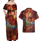 New Zealand Kea Bird Matariki Personalised Couples Matching Off Shoulder Maxi Dress and Hawaiian Shirt Silver Fern Maori Pattern
