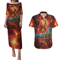 New Zealand Kea Bird Matariki Personalised Couples Matching Puletasi and Hawaiian Shirt Silver Fern Maori Pattern