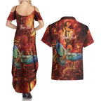 New Zealand Kea Bird Matariki Personalised Couples Matching Summer Maxi Dress and Hawaiian Shirt Silver Fern Maori Pattern