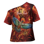 New Zealand Kea Bird Matariki Personalised Cross Shoulder Shirt Silver Fern Maori Pattern