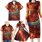 New Zealand Kea Bird Matariki Personalised Family Matching Long Sleeve Bodycon Dress and Hawaiian Shirt Silver Fern Maori Pattern
