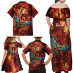 New Zealand Kea Bird Matariki Personalised Family Matching Off Shoulder Maxi Dress and Hawaiian Shirt Silver Fern Maori Pattern