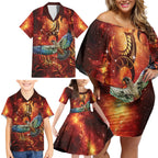 New Zealand Kea Bird Matariki Personalised Family Matching Off Shoulder Short Dress and Hawaiian Shirt Silver Fern Maori Pattern