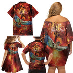 New Zealand Kea Bird Matariki Personalised Family Matching Off Shoulder Short Dress and Hawaiian Shirt Silver Fern Maori Pattern