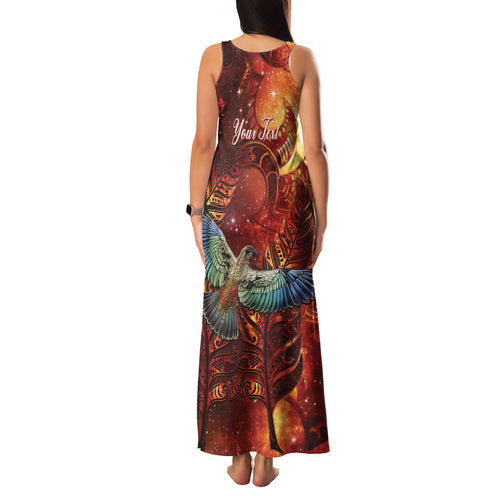 New Zealand Kea Bird Matariki Personalised Family Matching Tank Maxi Dress and Hawaiian Shirt Silver Fern Maori Pattern