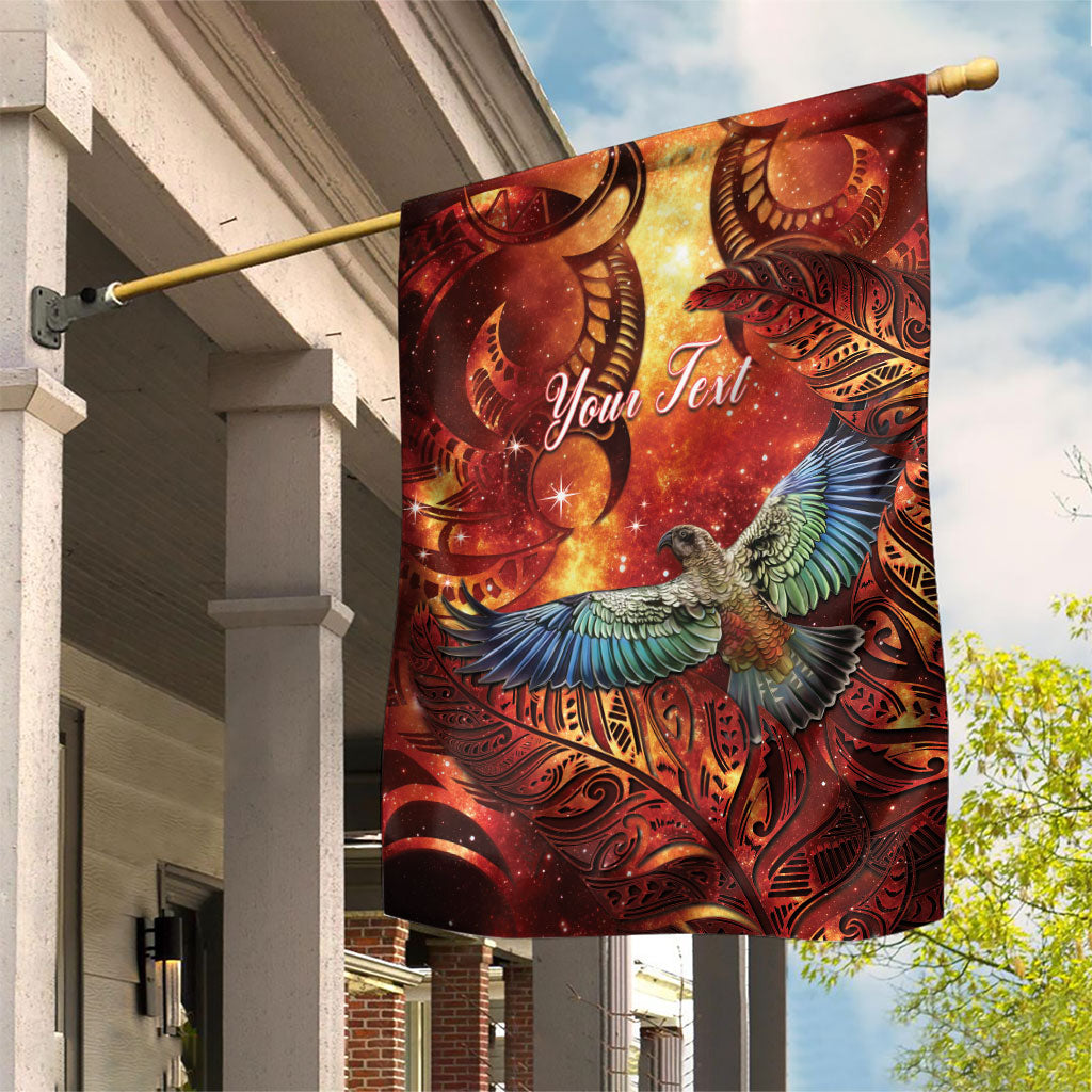 New Zealand Kea Bird Matariki Personalised Garden Flag Silver Fern Maori Pattern
