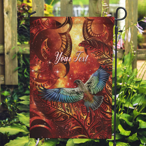 New Zealand Kea Bird Matariki Personalised Garden Flag Silver Fern Maori Pattern