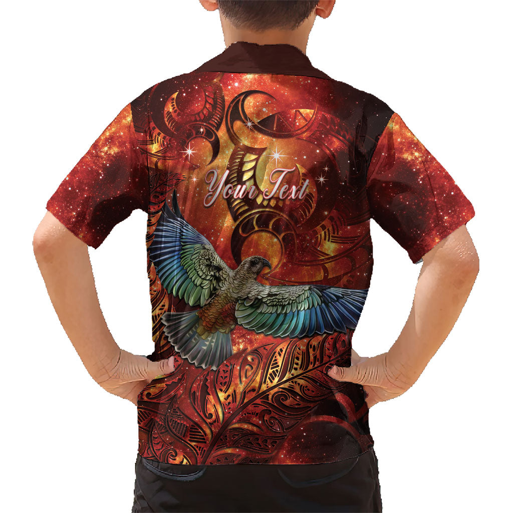New Zealand Kea Bird Matariki Personalised Hawaiian Shirt Silver Fern Maori Pattern
