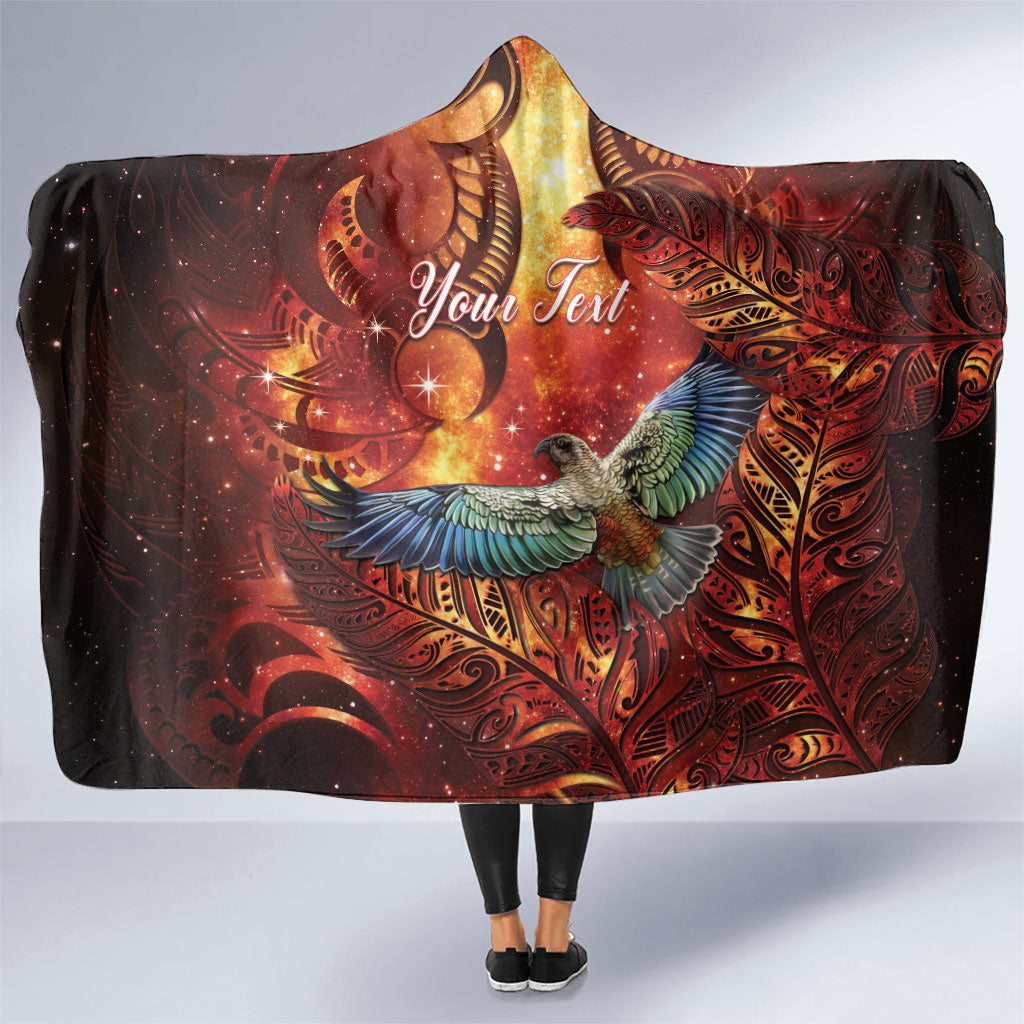 New Zealand Kea Bird Matariki Personalised Hooded Blanket Silver Fern Maori Pattern
