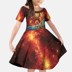 New Zealand Kea Bird Matariki Personalised Kid Short Sleeve Dress Silver Fern Maori Pattern