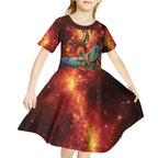 New Zealand Kea Bird Matariki Personalised Kid Short Sleeve Dress Silver Fern Maori Pattern