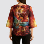 New Zealand Kea Bird Matariki Personalised Kimono Sleeve Blouse Silver Fern Maori Pattern