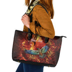 New Zealand Kea Bird Matariki Personalised Leather Tote Bag Silver Fern Maori Pattern