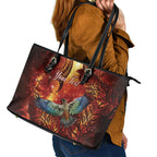 New Zealand Kea Bird Matariki Personalised Leather Tote Bag Silver Fern Maori Pattern