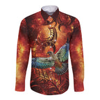 New Zealand Kea Bird Matariki Personalised Long Sleeve Button Shirt Silver Fern Maori Pattern