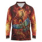 New Zealand Kea Bird Matariki Personalised Long Sleeve Polo Shirt Silver Fern Maori Pattern