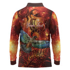 New Zealand Kea Bird Matariki Personalised Long Sleeve Polo Shirt Silver Fern Maori Pattern