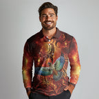 New Zealand Kea Bird Matariki Personalised Long Sleeve Polo Shirt Silver Fern Maori Pattern