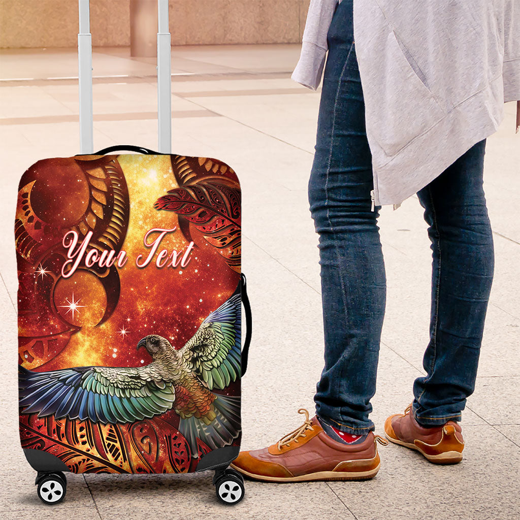 New Zealand Kea Bird Matariki Personalised Luggage Cover Silver Fern Maori Pattern