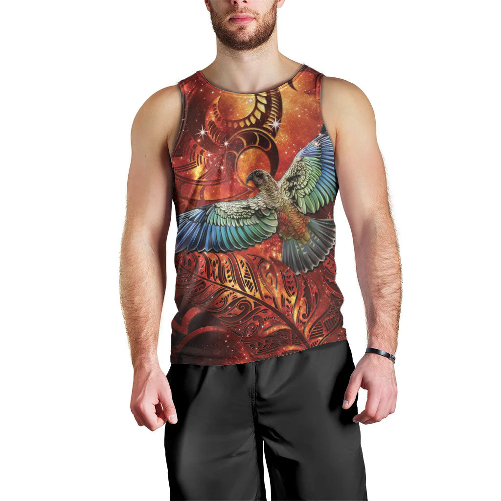 New Zealand Kea Bird Matariki Personalised Men Tank Top Silver Fern Maori Pattern