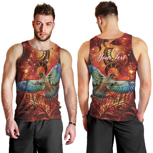 New Zealand Kea Bird Matariki Personalised Men Tank Top Silver Fern Maori Pattern
