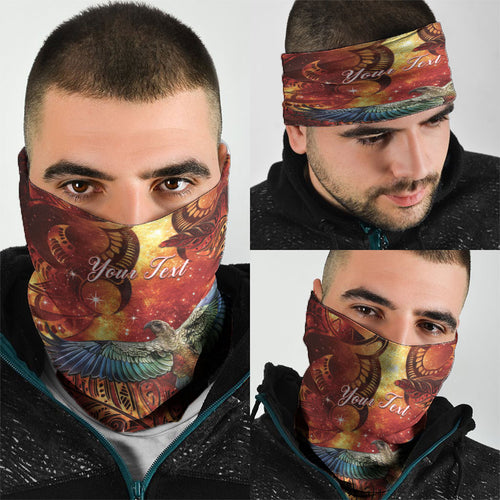 New Zealand Kea Bird Matariki Personalised Neck Gaiter Silver Fern Maori Pattern