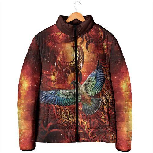 New Zealand Kea Bird Matariki Personalised Padded Jacket Silver Fern Maori Pattern