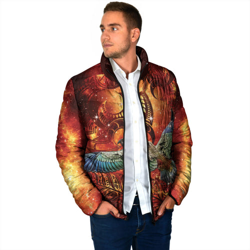 New Zealand Kea Bird Matariki Personalised Padded Jacket Silver Fern Maori Pattern