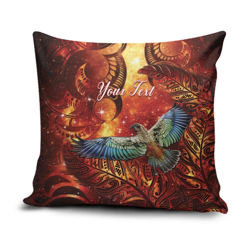 New Zealand Kea Bird Matariki Personalised Pillow Cover Silver Fern Maori Pattern