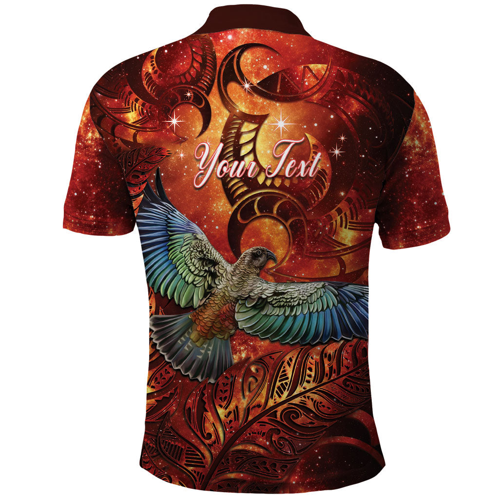 New Zealand Kea Bird Matariki Personalised Polo Shirt Silver Fern Maori Pattern