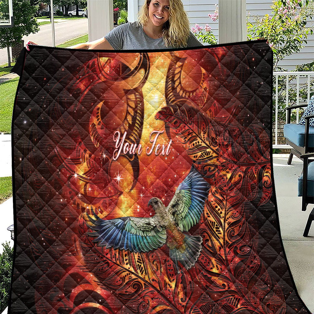 New Zealand Kea Bird Matariki Personalised Quilt Silver Fern Maori Pattern
